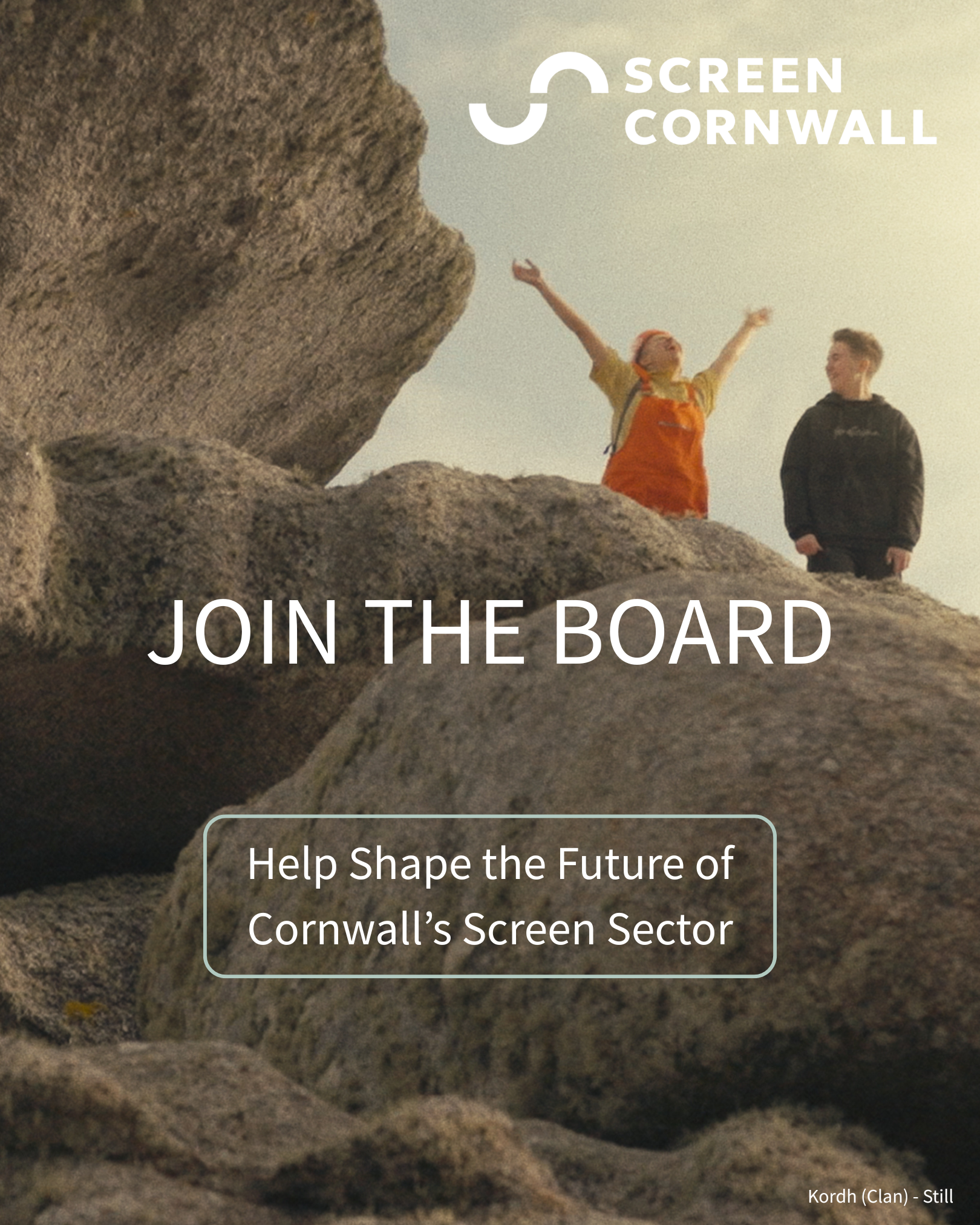 Screen Cornwall Board Member recruitment call-out promoting opportunities to join the organisation’s Board
