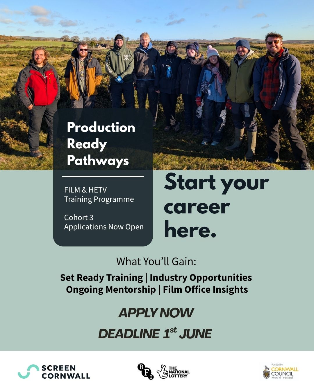 Trainees on location for Wurwolf Shoot with Production Ready Pathways Apply Now Grpahic, Deadine 1st June