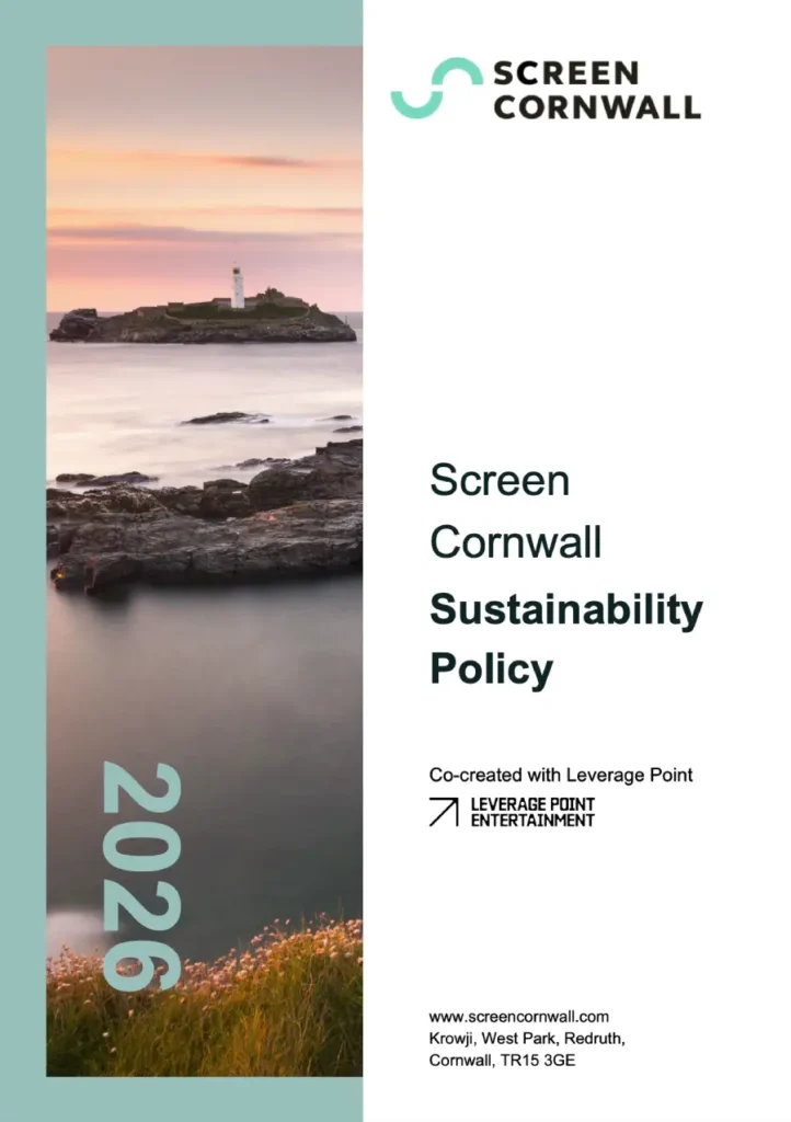 Front cover of the Screen Cornwall Sustainability Policy 2026